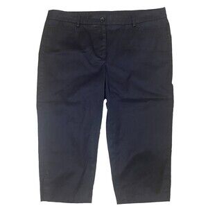 Talbots Perfect Skimmer Pants Womens 14P Black Stretch Cotton Cropped Preppy